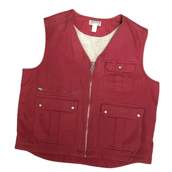 Duluth Trading Men's Iron Range Fire Hose Sherpa Canvas Chore Vest Size 2XL - Picture 1 of 15
